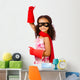 Portrait of pretty mixed race girl playing super hero Wall Decal