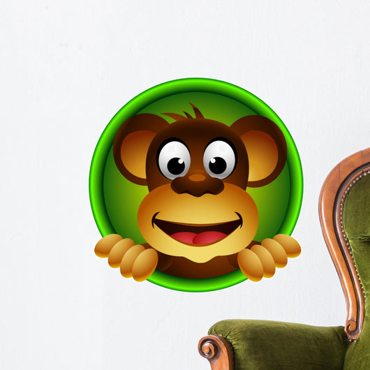 cute monkey head cartoon Wall Decal