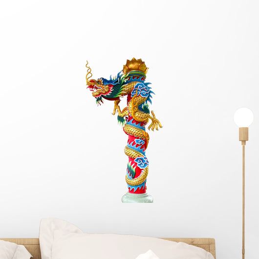 Chinese dragon statue isolated on white background Wall Decal