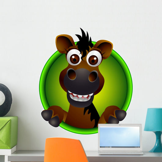 cute horse head cartoon Wall Decal