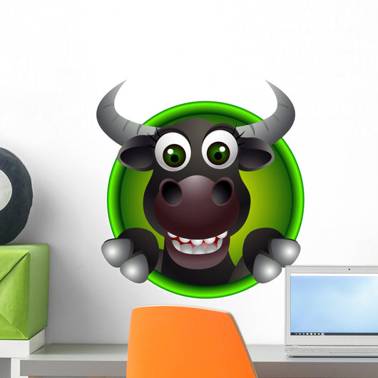 cute bull head cartoon Wall Decal