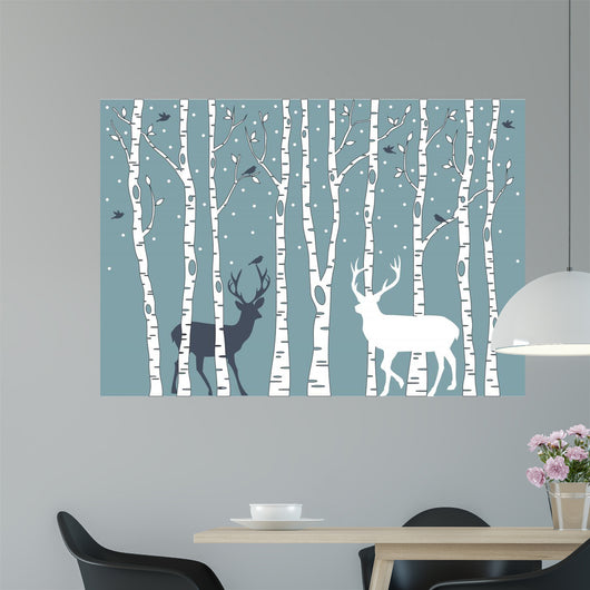 Birch Trees with Deer