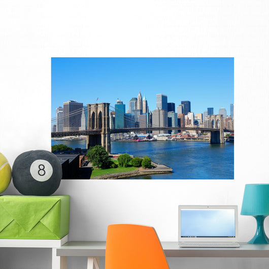 New York City Skyline and Brooklyn Bridge Wall Mural