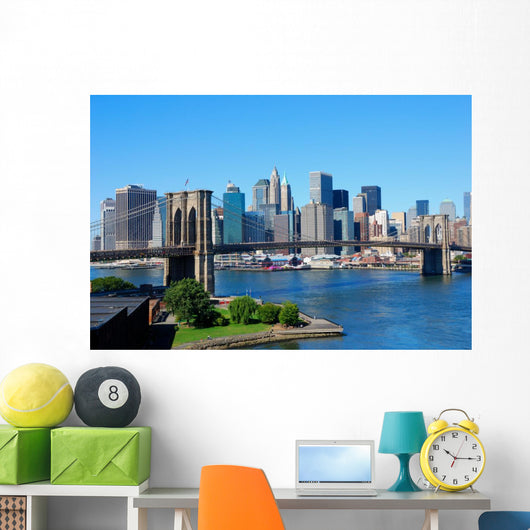 New York City Skyline and Brooklyn Bridge Wall Mural