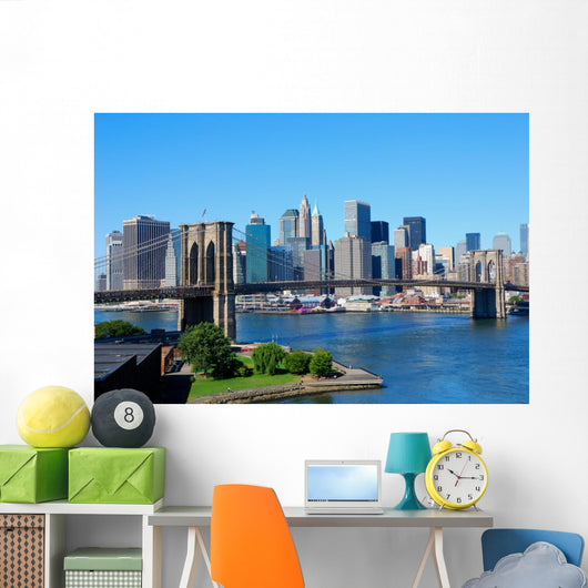 New York City Skyline and Brooklyn Bridge Wall Mural
