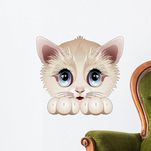 Cute Kitten Cartoon Character-Cat Kitten Puppy-Vector Wall Decal