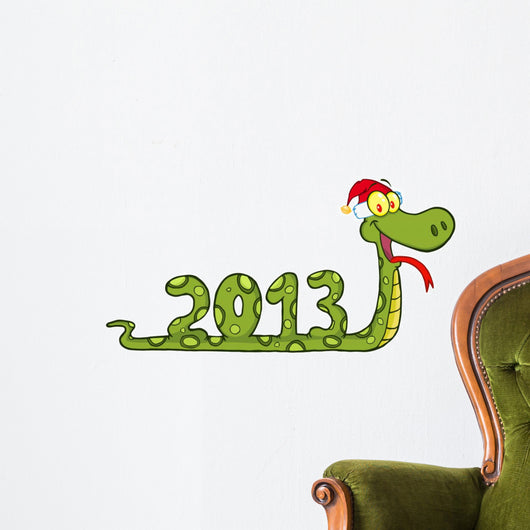 Funny Snake Showing Numbers 2013 With Santa Hat Wall Decal