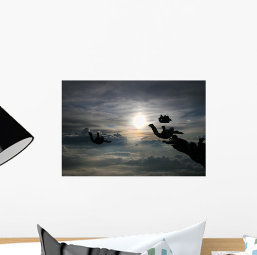 Silhouette Skydivers Wall Mural