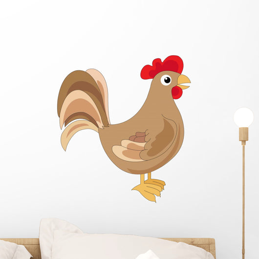 Cute Brown Cock, Illustration Wall Decal