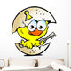 illustration of an cute baby chicken sitting in eggshell Wall Decal