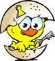 illustration of an cute baby chicken sitting in eggshell Wall Decal