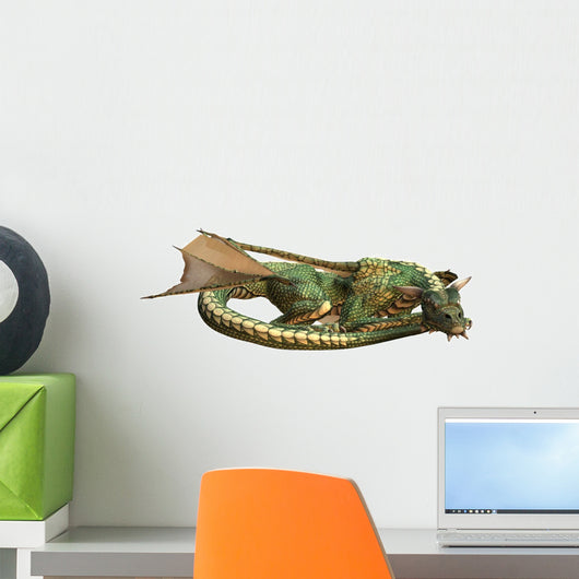 Sleeping Green Fantasy Dragon Wall Decal