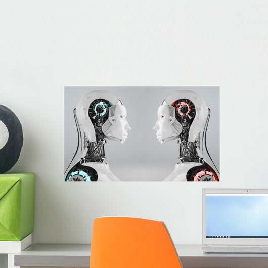 technology background with robot android women Wall Mural
