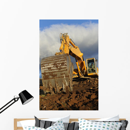 Big Excavator Working Mountain