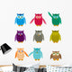 Set Colorful Owls Wall Mural