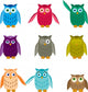 Set Colorful Owls Wall Mural