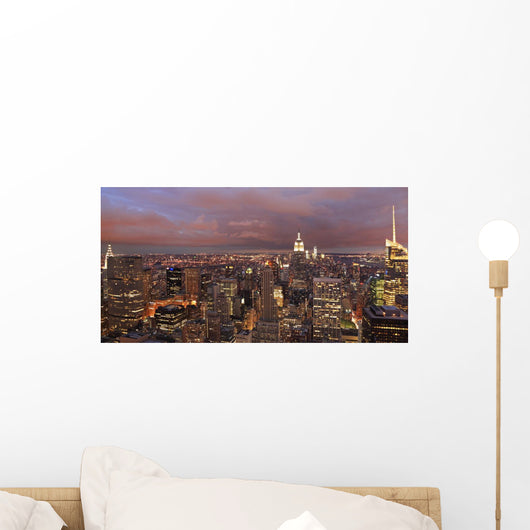 New York Skyline at a Purple Dusk Wall Mural