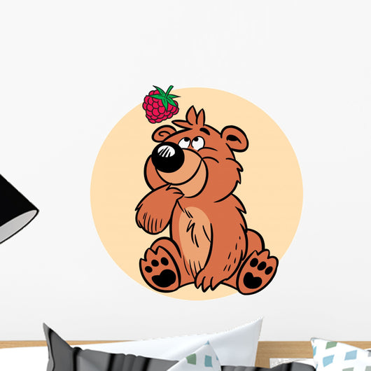 Bear with Raspberries Wall Decal