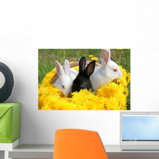 Bunnies Basket Wall Mural