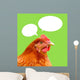 Red Chicken with Thought Balloons on Green Background Wall Mural