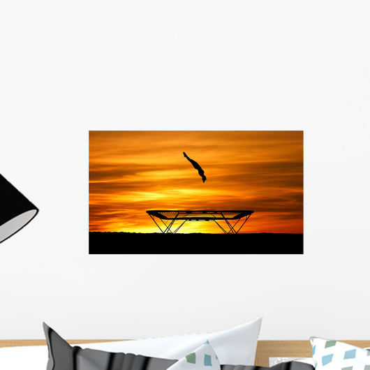 Silhouette Trampoline Gymnast Sunset