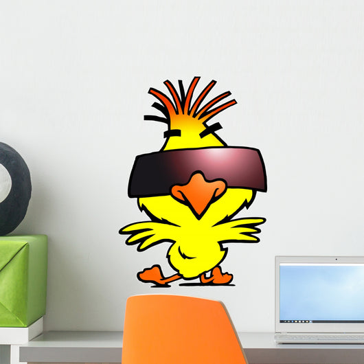 illustration of an smart dancer chicken with cool sunglass Wall Decal