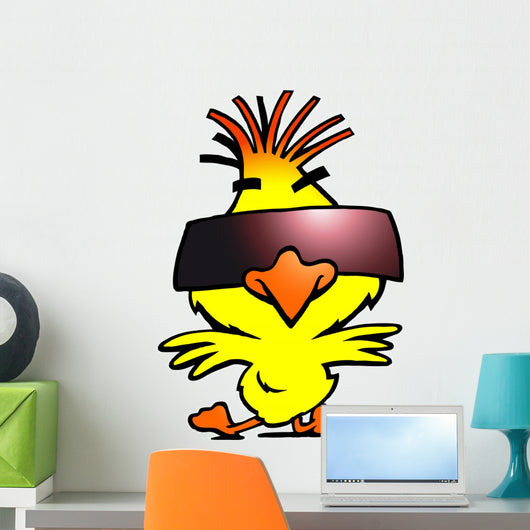 illustration of an smart dancer chicken with cool sunglass Wall Decal