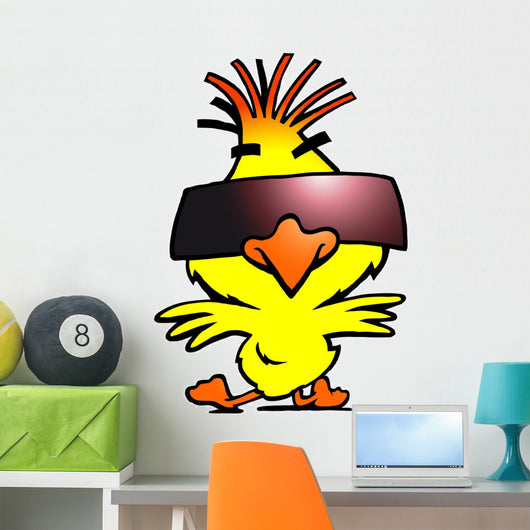 illustration of an smart dancer chicken with cool sunglass Wall Decal