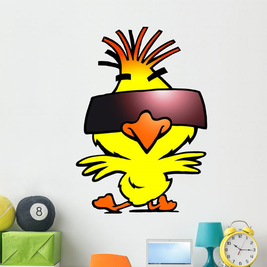 illustration of an smart dancer chicken with cool sunglass Wall Decal