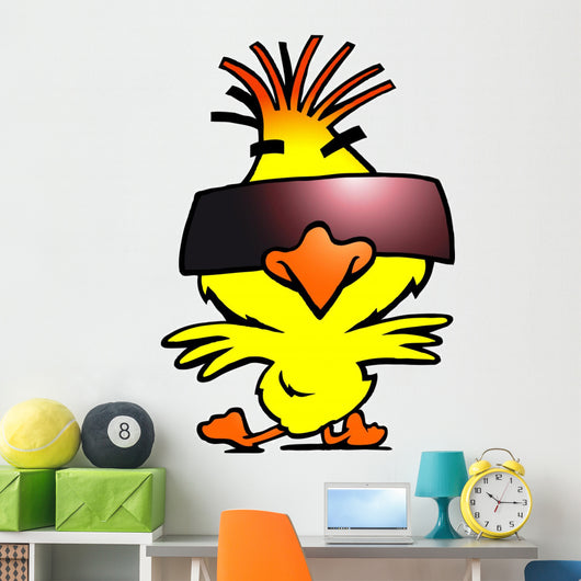 illustration of an smart dancer chicken with cool sunglass Wall Decal