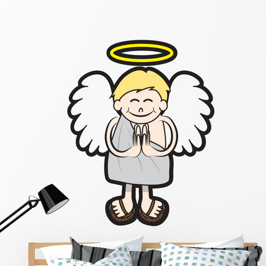 Angel with Halo and Wings Wall Decal