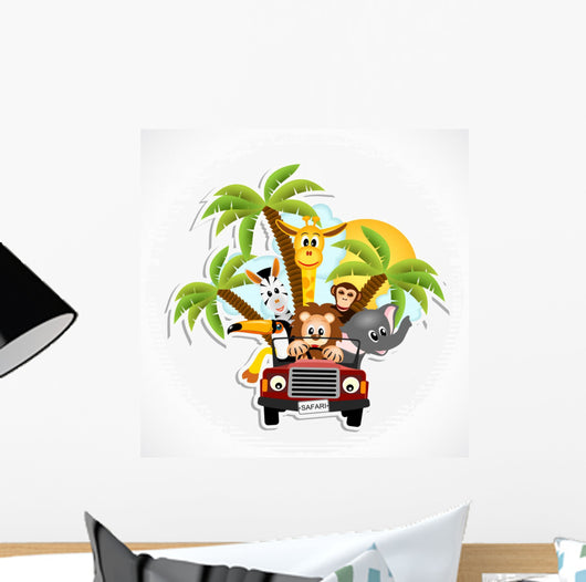 animals in the car Wall Decal