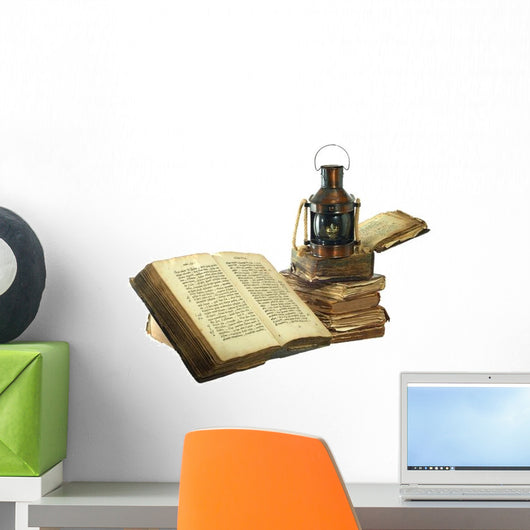 Kerosene Lamp and Books Wall Decal