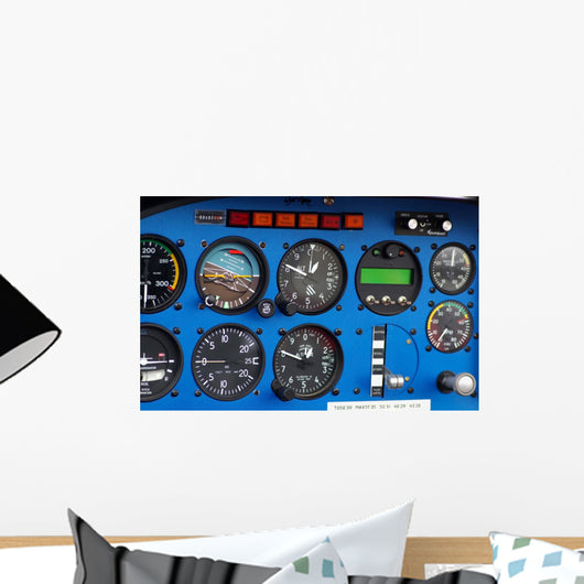Instrument panel of a small airplane. Wall Mural