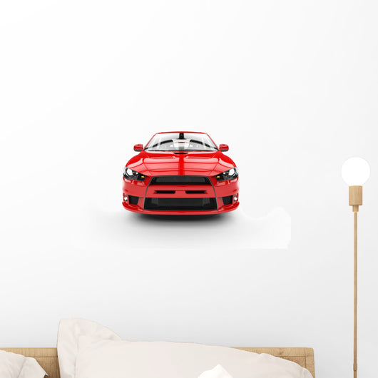 Red Rally Car Front Wall Decal
