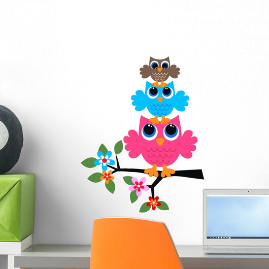 Three Colorful Owls