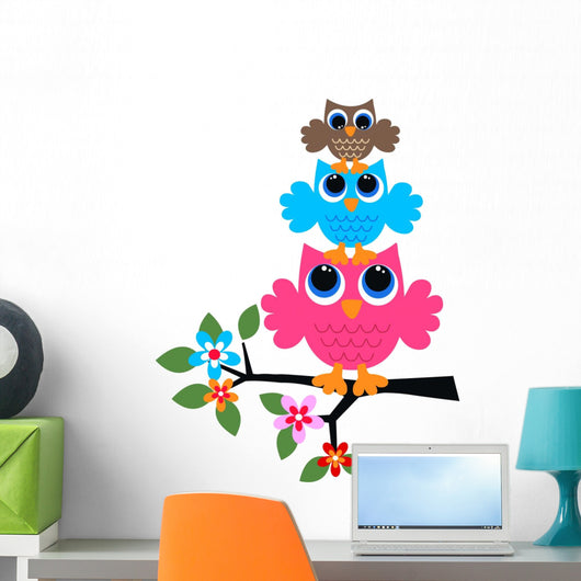Three Colorful Owls