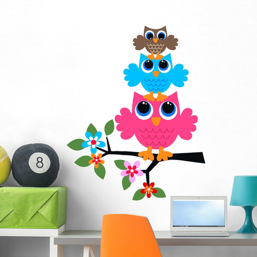Three Colorful Owls