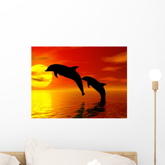 Jumping Dolphins Wall Mural