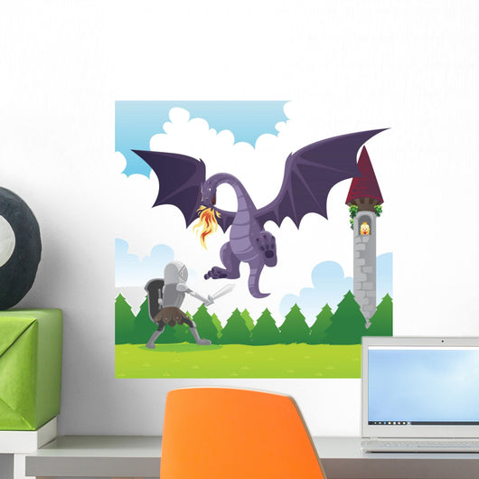 Knight Fighting Dragon Wall Decal