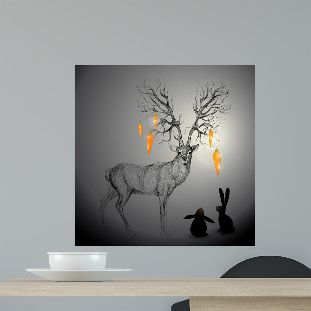 Deer with Antlers like Wall Mural – Wallmonkeys