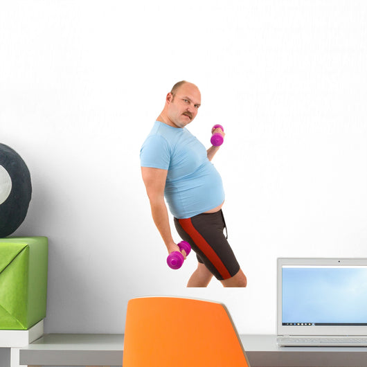 Overweight Man Doing Fitness