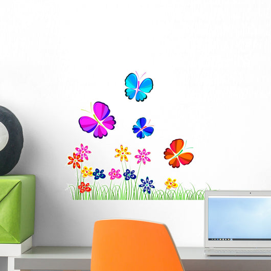 Flowers and Butterflies Illustration