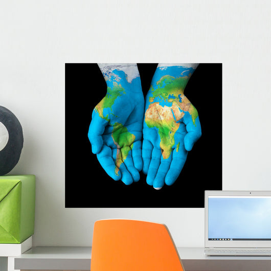 Map Painted Hands Showing