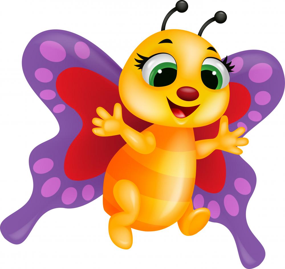 Funny Butterfly Cartoon – Wallmonkeys, image size:1000x944