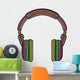 Rainbow Headphones Music Wall Decal