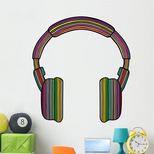 Rainbow Headphones Music Wall Decal