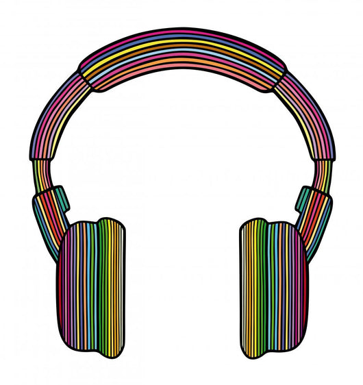 Rainbow Headphones Music Wall Decal