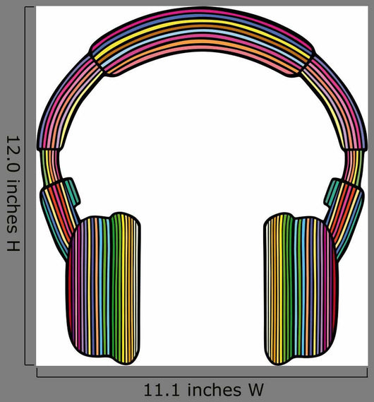 Rainbow Headphones Music Wall Decal