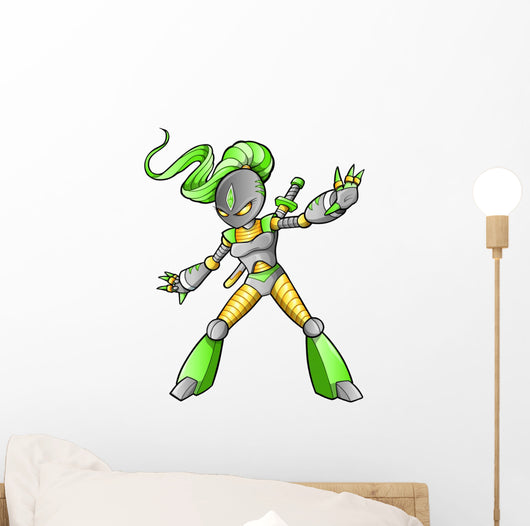 Alien Ninja Warrior Vector Wall Decal